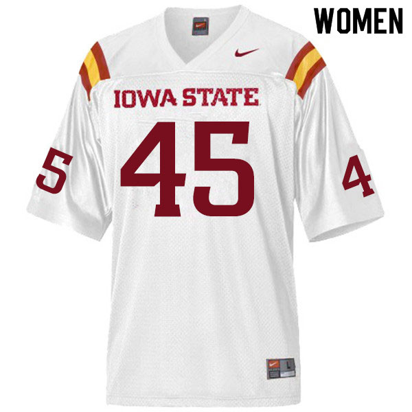 Women #45 Ben Latusek Iowa State Cyclones College Football Jerseys Sale-White